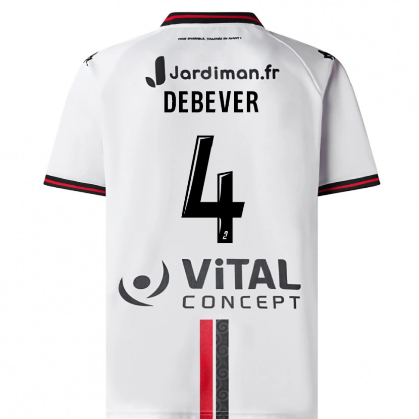 Danxen Mulher Camisola Julie Debever #4 Branco Vermelho Alternativa 2025/26 Camisa