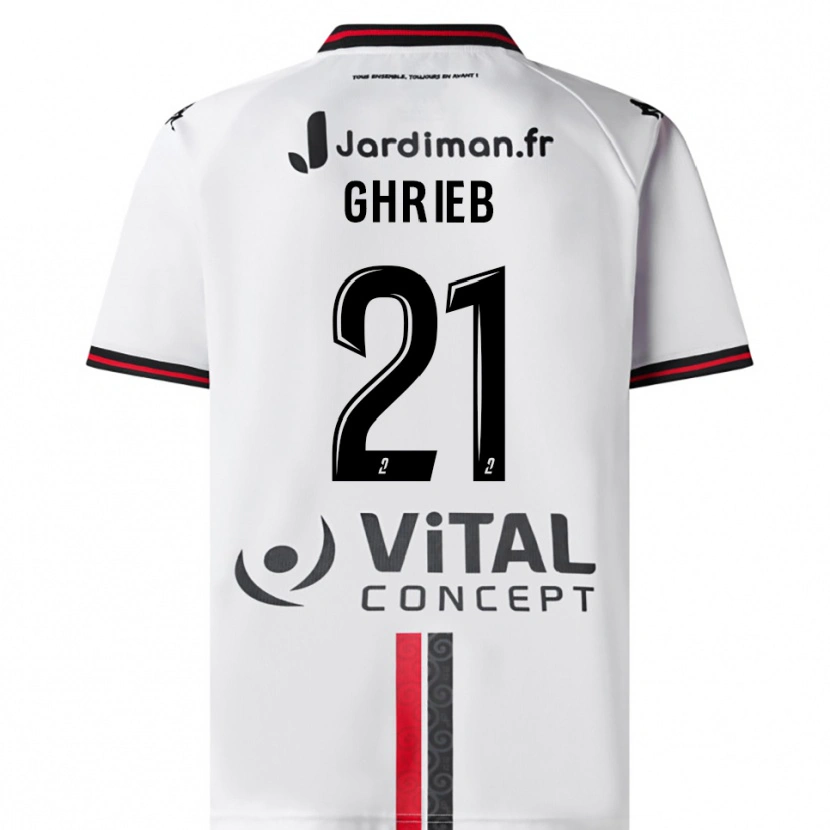 Danxen Mulher Camisola Rayan Ghrieb #21 Branco Vermelho Alternativa 2025/26 Camisa