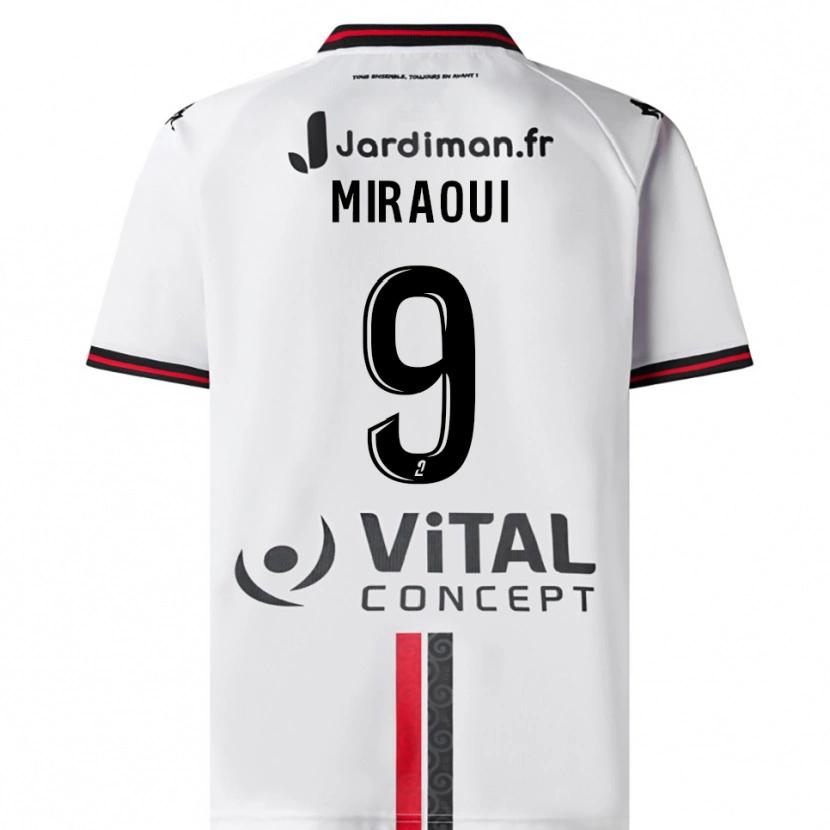 Danxen Mulher Camisola Ilias Miraoui #9 Branco Vermelho Alternativa 2025/26 Camisa