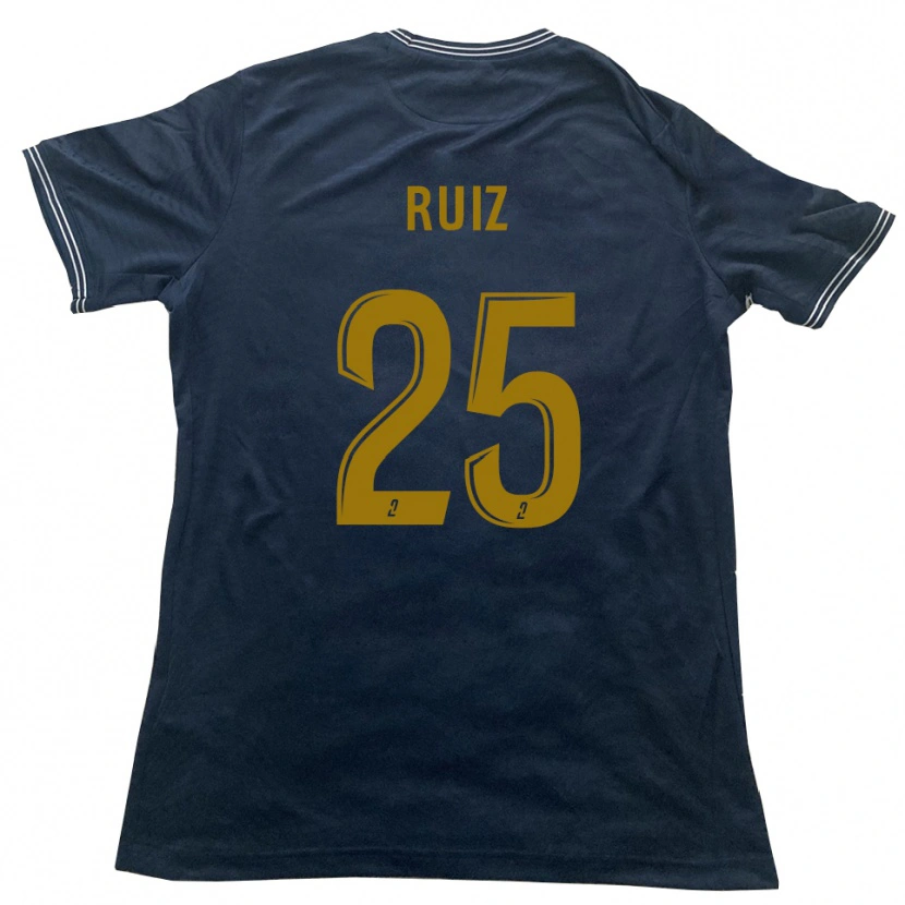 Danxen Mulher Camisola Jean Ruiz #25 Azul Marinho Dourado Alternativa 2025/26 Camisa