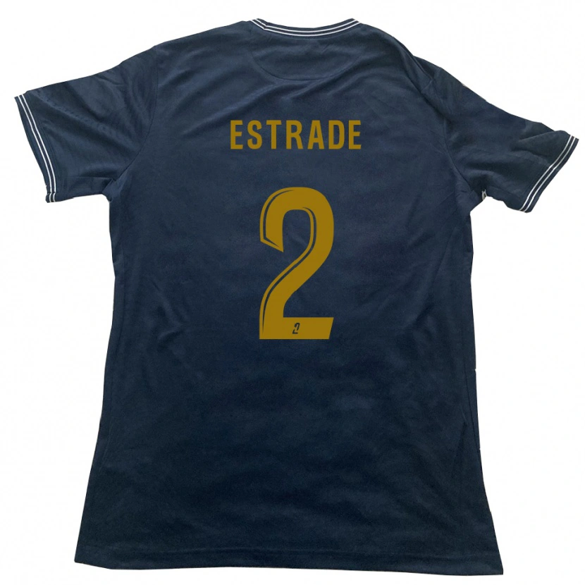 Danxen Mulher Camisola Alexandre Estrade #2 Azul Marinho Dourado Alternativa 2025/26 Camisa