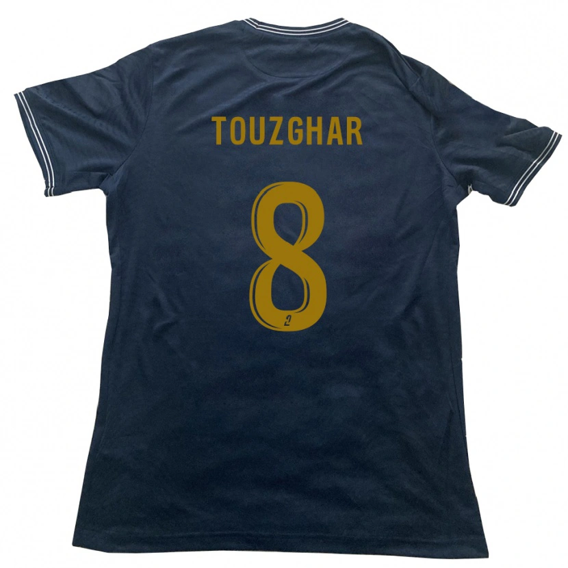 Danxen Mulher Camisola Rayan Touzghar #8 Azul Marinho Dourado Alternativa 2025/26 Camisa