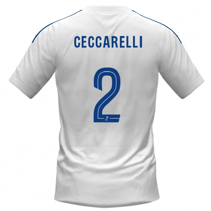 Danxen Mulher Camisola Gabriel Ceccarelli #2 Branco Azul Alternativa 2025/26 Camisa