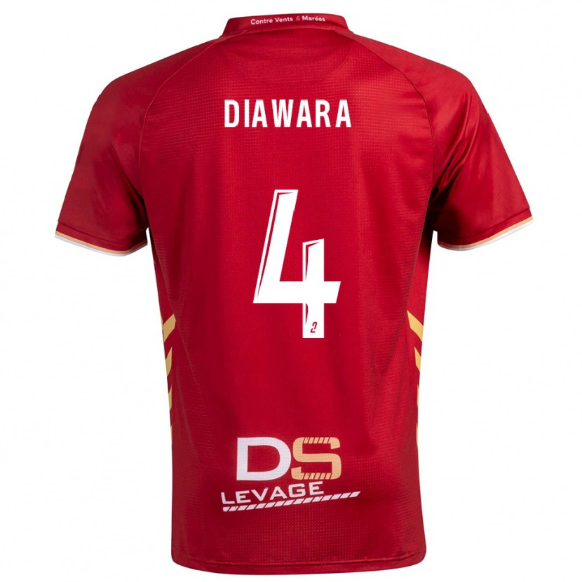 Danxen Mulher Camisola Sékhou Diawara #4 Borgonha Dourado Alternativa 2025/26 Camisa
