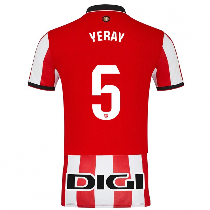 Danxen Criança Camisola Yeray Álvarez #5 Vermelho Branco Principal 2025/26 Camisa
