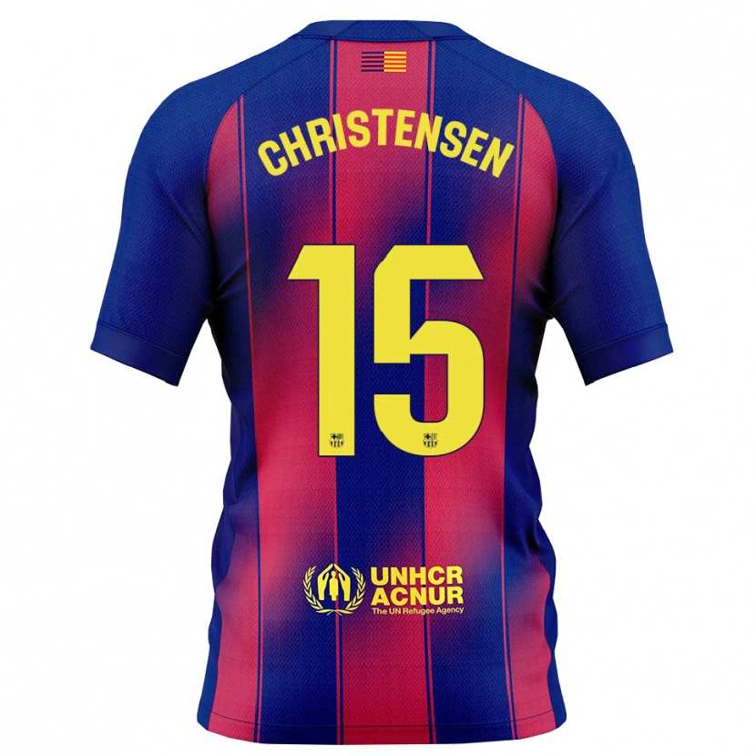 Danxen Criança Camisola Andreas Christensen #15 Azul Vermelho Principal 2025/26 Camisa