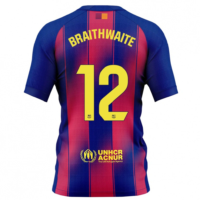 Danxen Criança Camisola Martin Braithwaite #12 Azul Vermelho Principal 2025/26 Camisa
