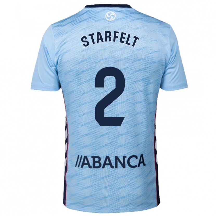 Danxen Criança Camisola Carl Starfelt #2 Azul Celeste Vermelho Principal 2025/26 Camisa