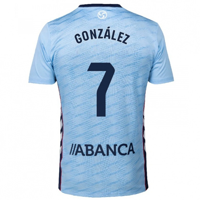 Danxen Criança Camisola Hugo González #7 Azul Celeste Vermelho Principal 2025/26 Camisa