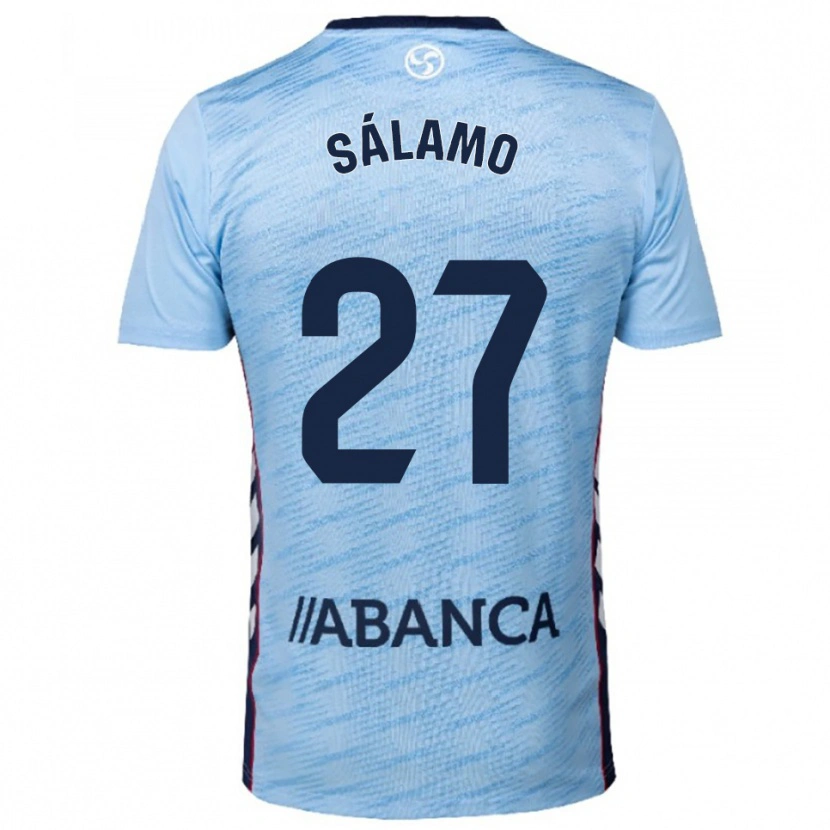 Danxen Criança Camisola Jorge Sálamo #27 Azul Celeste Vermelho Principal 2025/26 Camisa