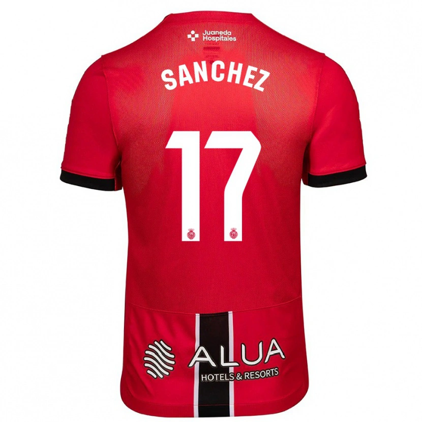 Danxen Criança Camisola Avelino Sánchez #17 Vermelho Preto Principal 2025/26 Camisa