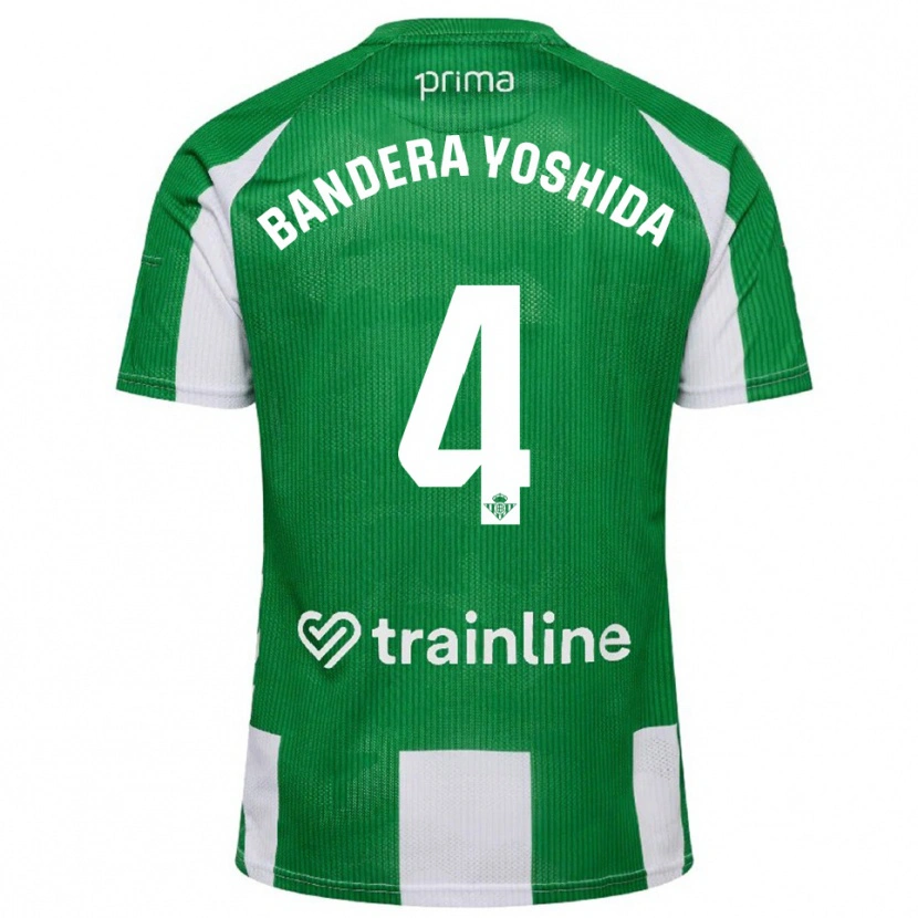 Danxen Criança Camisola Kenta Bandera Yoshida #4 Verde Branco Principal 2025/26 Camisa