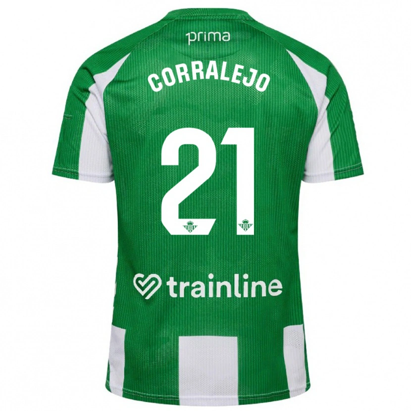 Danxen Criança Camisola Iván Corralejo #21 Verde Branco Principal 2025/26 Camisa