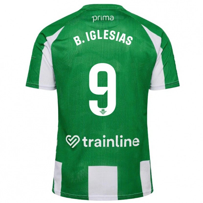 Danxen Criança Camisola Borja Iglesias #9 Verde Branco Principal 2025/26 Camisa