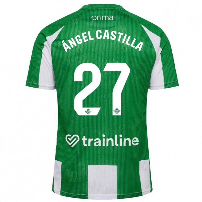 Danxen Criança Camisola Miguel Ángel Castilla #27 Verde Branco Principal 2025/26 Camisa