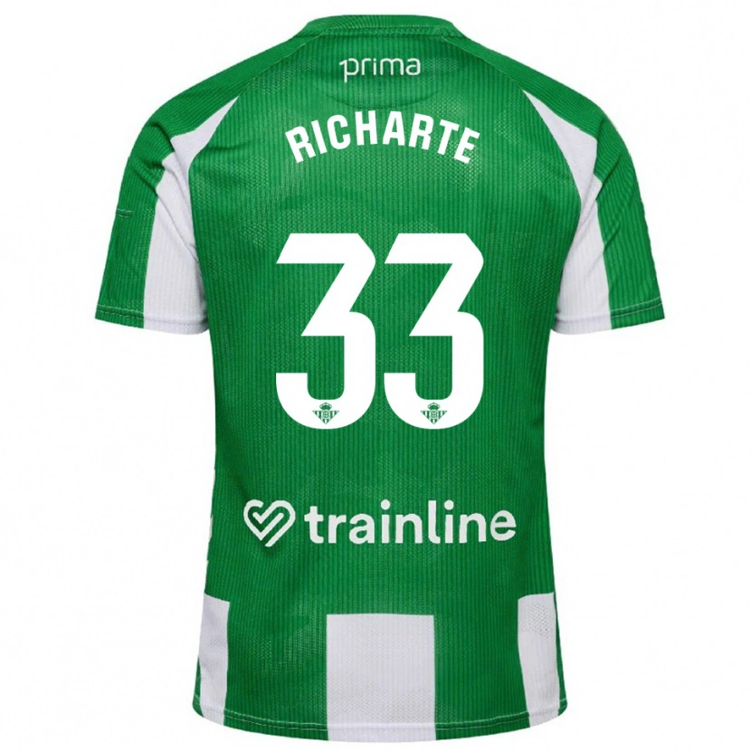 Danxen Criança Camisola Rubén Richarte #33 Verde Branco Principal 2025/26 Camisa