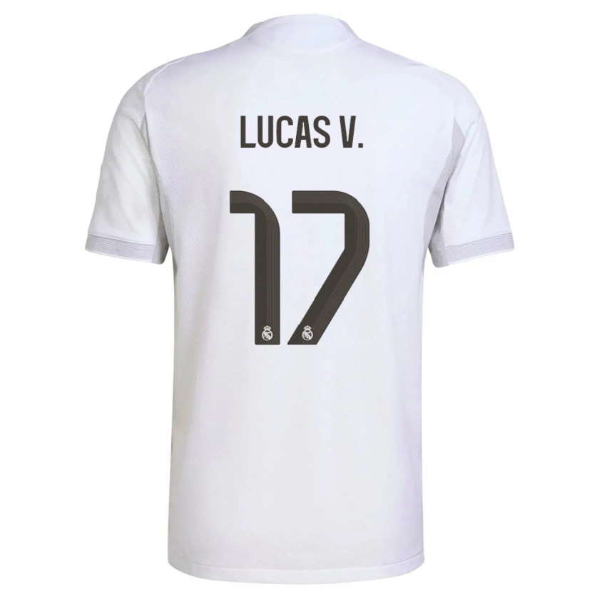 Danxen Criança Camisola Lucas Vazquez #17 Branco Amarelo Principal 2025/26 Camisa