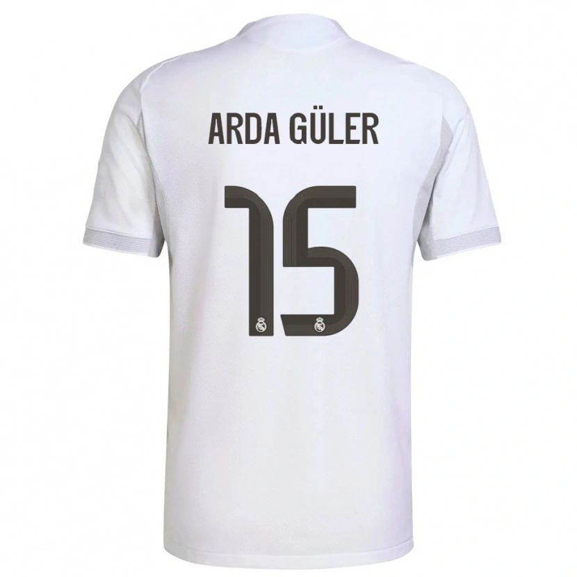 Danxen Criança Camisola Arda Güler #15 Branco Amarelo Principal 2025/26 Camisa