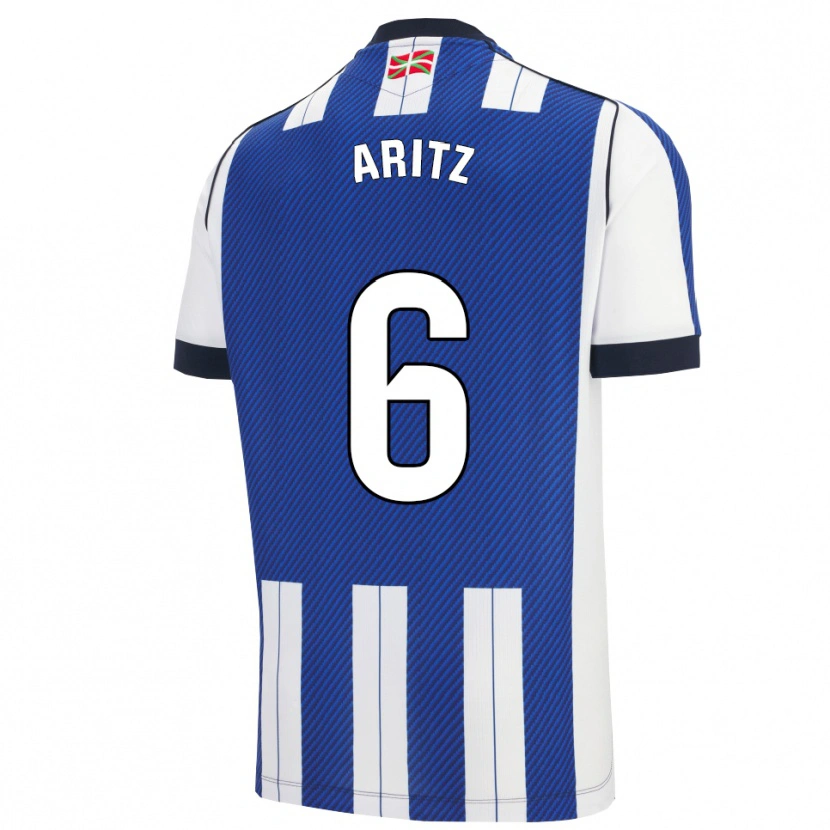 Danxen Criança Camisola Aritz Elustondo #6 Azul Branco Principal 2025/26 Camisa