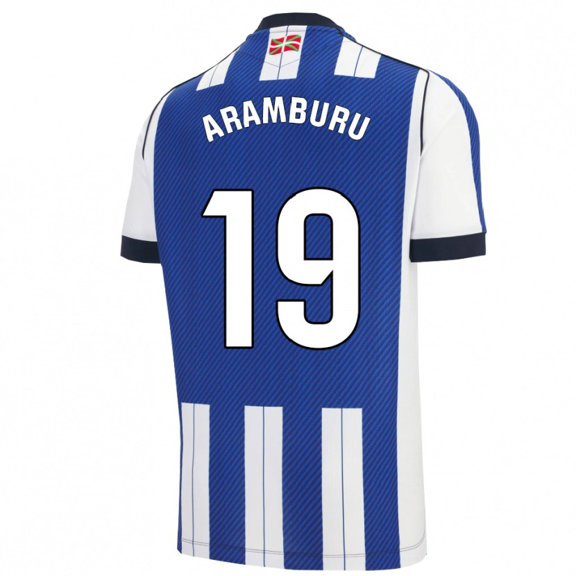 Danxen Criança Camisola Jon Aramburu #19 Azul Branco Principal 2025/26 Camisa