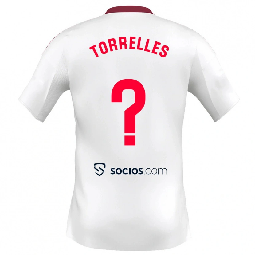 Danxen Criança Camisola Genís Torrelles #0 Branco Vermelho Principal 2025/26 Camisa
