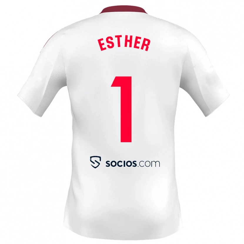 Danxen Criança Camisola Esther Sullastres Ayuso #1 Branco Vermelho Principal 2025/26 Camisa
