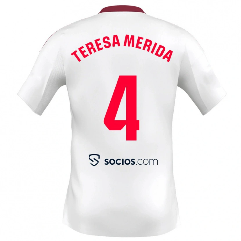 Danxen Criança Camisola Teresa Merida #4 Branco Vermelho Principal 2025/26 Camisa