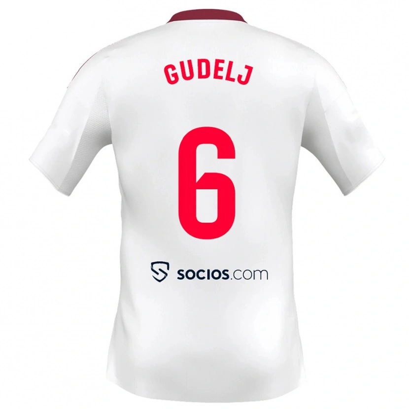 Danxen Criança Camisola Nemanja Gudelj #6 Branco Vermelho Principal 2025/26 Camisa
