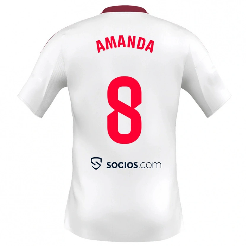 Danxen Criança Camisola Amanda Sampedro Bustos #8 Branco Vermelho Principal 2025/26 Camisa