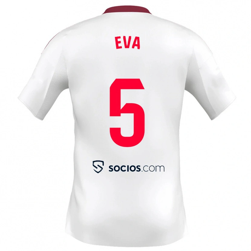 Danxen Criança Camisola Eva Llamas Hernández #5 Branco Vermelho Principal 2025/26 Camisa
