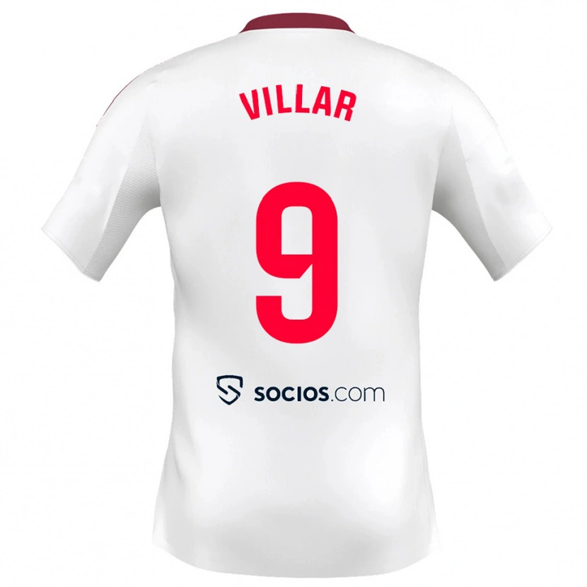 Danxen Criança Camisola Iker Villar #9 Branco Vermelho Principal 2025/26 Camisa