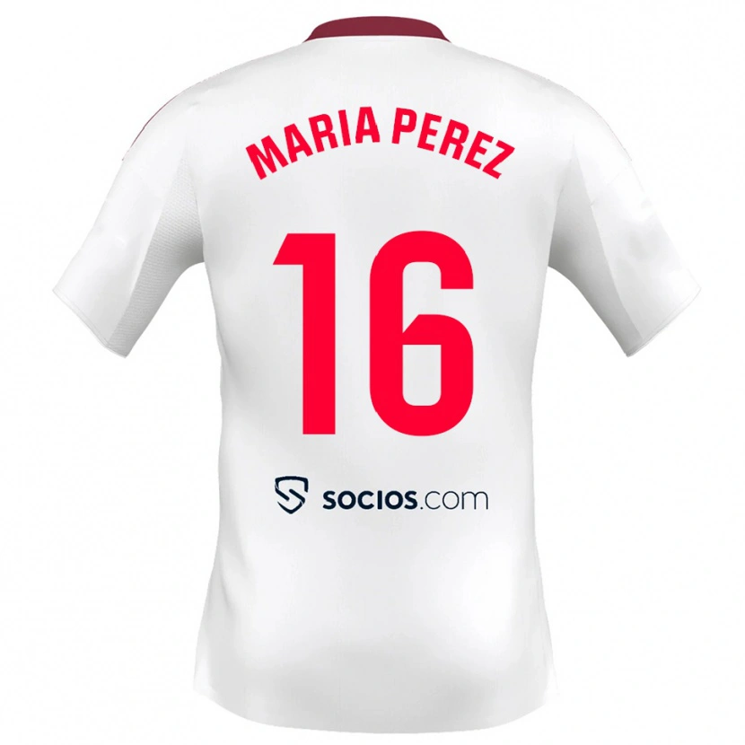 Danxen Criança Camisola María Pérez Rabaza #16 Branco Vermelho Principal 2025/26 Camisa
