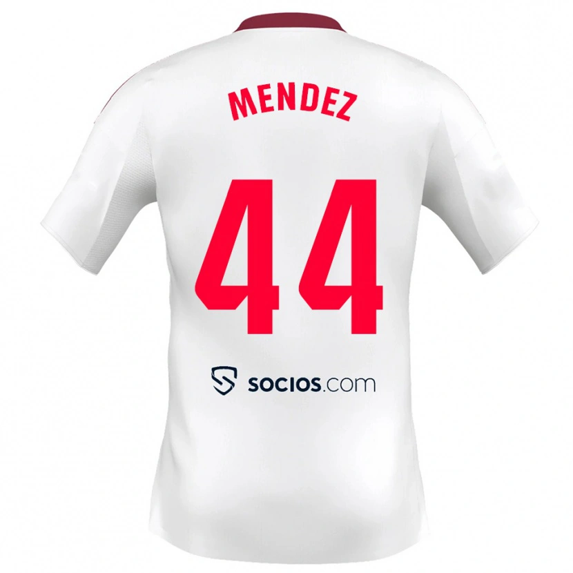 Danxen Criança Camisola Tomas Mendez #44 Branco Vermelho Principal 2025/26 Camisa