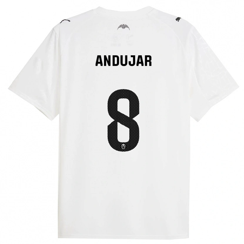 Danxen Criança Camisola Candela Andujar #8 Branco Preto Principal 2025/26 Camisa
