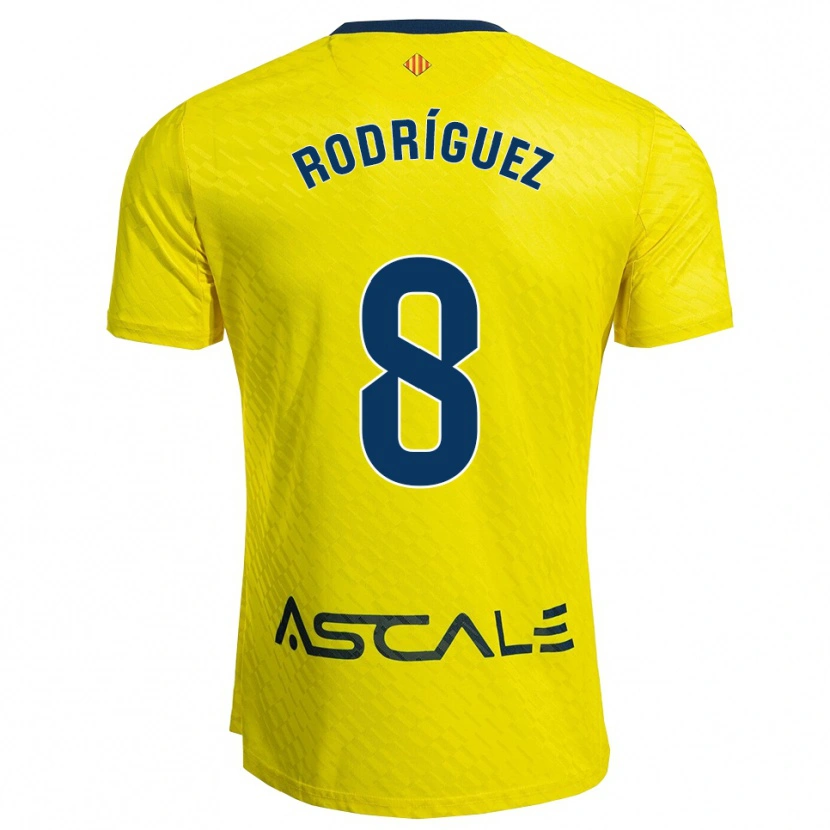 Danxen Criança Camisola Unai Rodríguez #8 Amarelo Marinho Principal 2025/26 Camisa