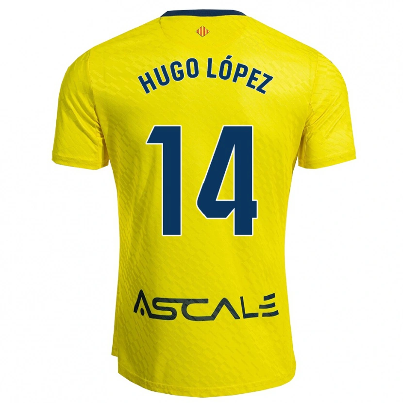Danxen Criança Camisola Hugo López #14 Amarelo Marinho Principal 2025/26 Camisa