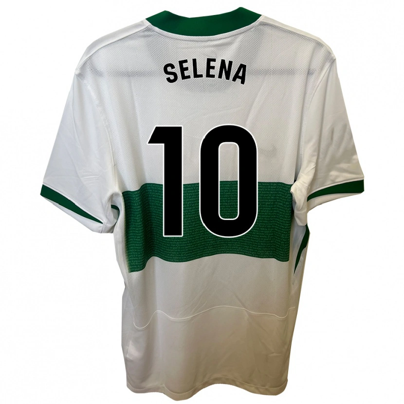 Danxen Criança Camisola Selena Del Carmen Salas Alonso #10 Branco Verde Principal 2025/26 Camisa
