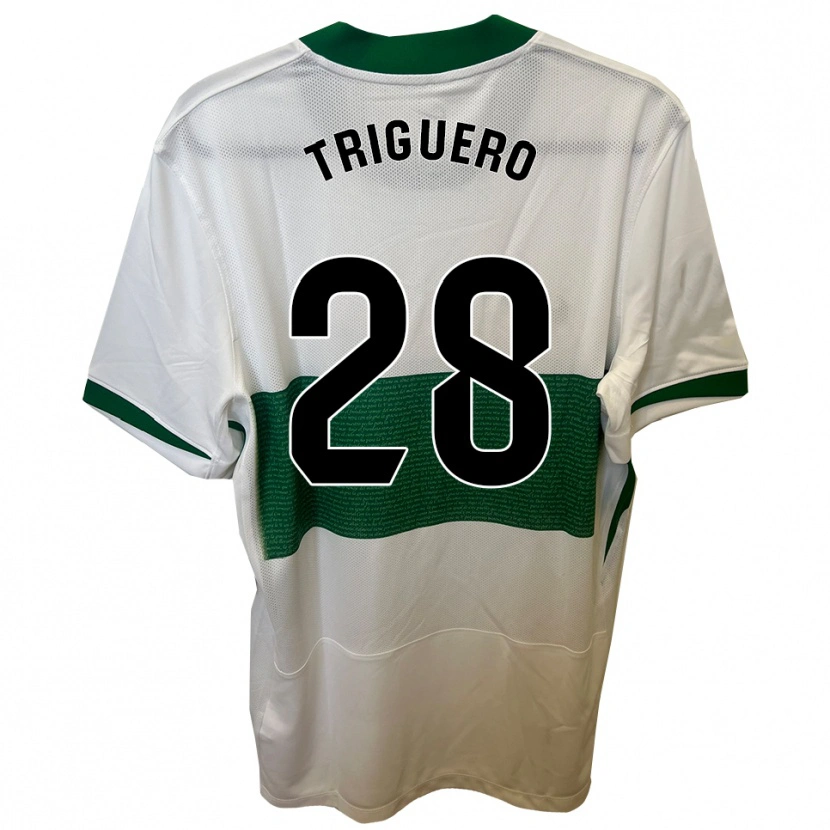 Danxen Criança Camisola Dani Triguero #28 Branco Verde Principal 2025/26 Camisa