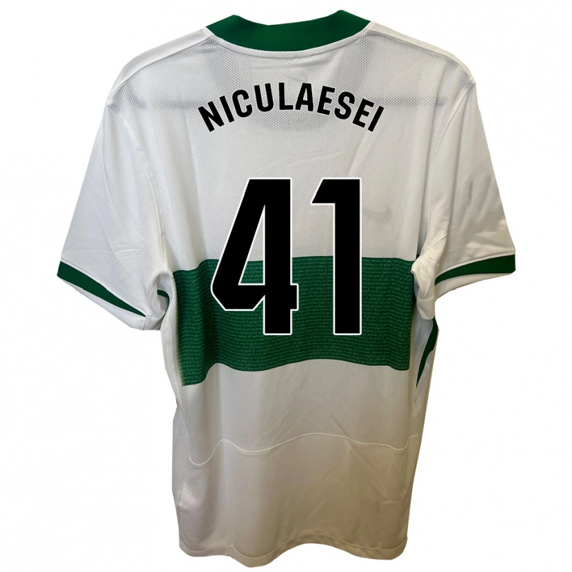 Danxen Criança Camisola Albert Niculăesei #41 Branco Verde Principal 2025/26 Camisa