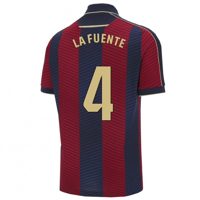 Danxen Criança Camisola Adrián De La Fuente #4 Vermelho Marinho Principal 2025/26 Camisa