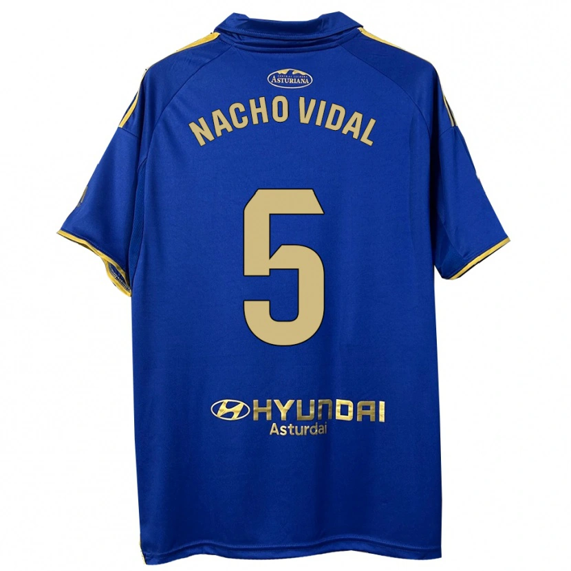 Danxen Criança Camisola Nacho Vidal #5 Azul Dourado Principal 2025/26 Camisa