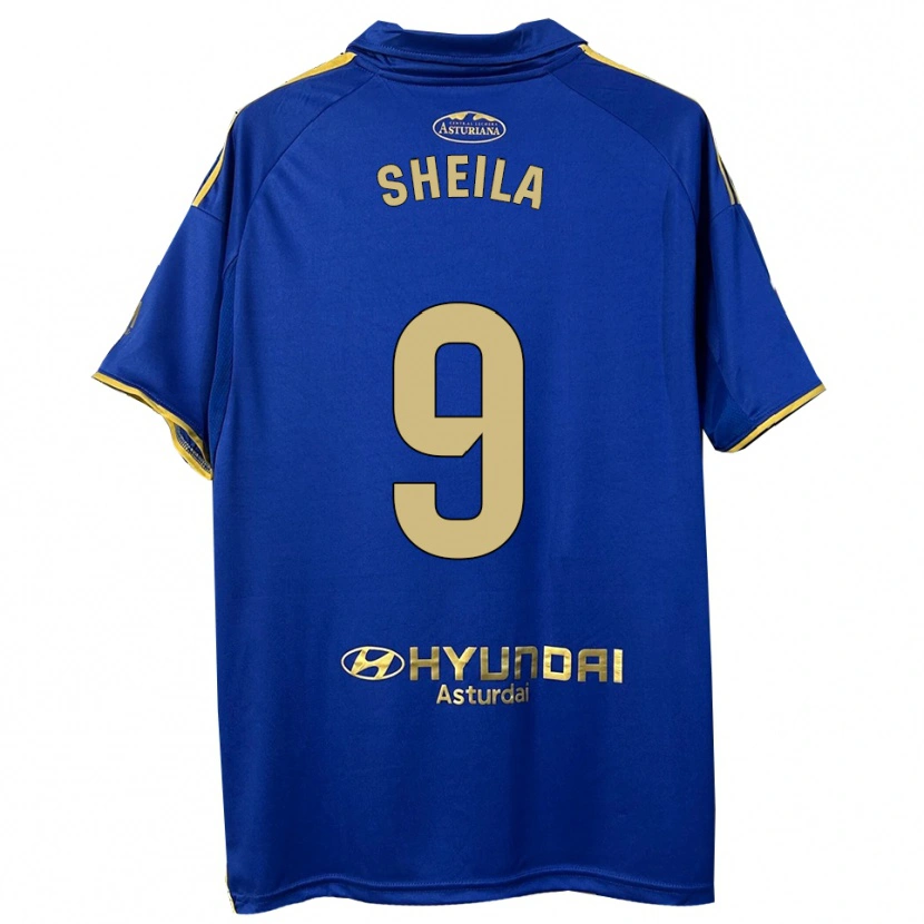 Danxen Criança Camisola Sheila Elorza Hernández #9 Azul Dourado Principal 2025/26 Camisa