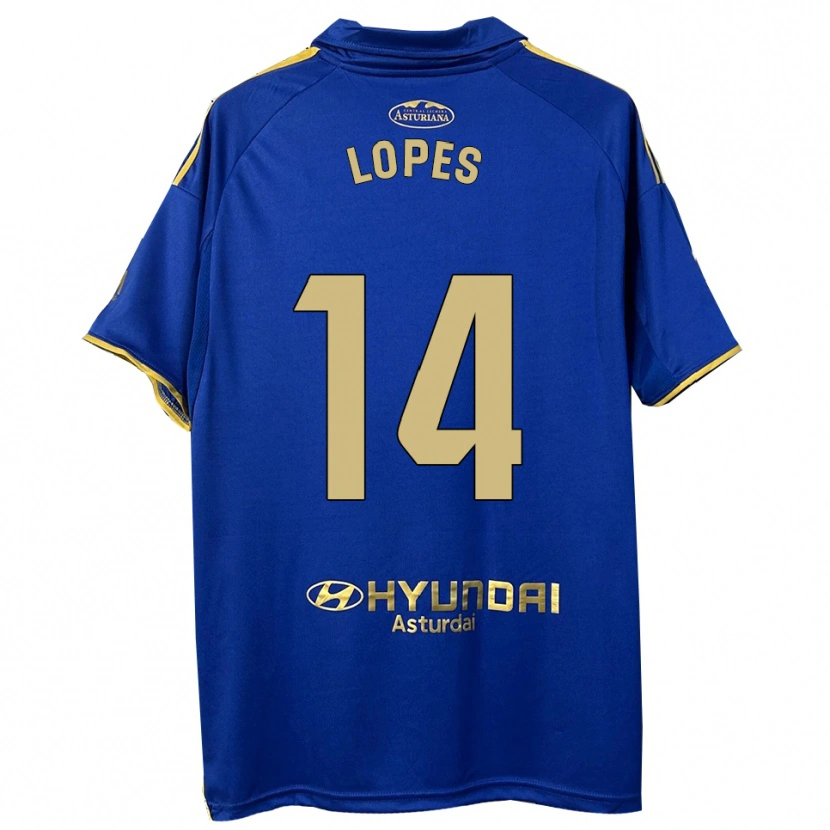 Danxen Criança Camisola Adrián Lopes #14 Azul Dourado Principal 2025/26 Camisa