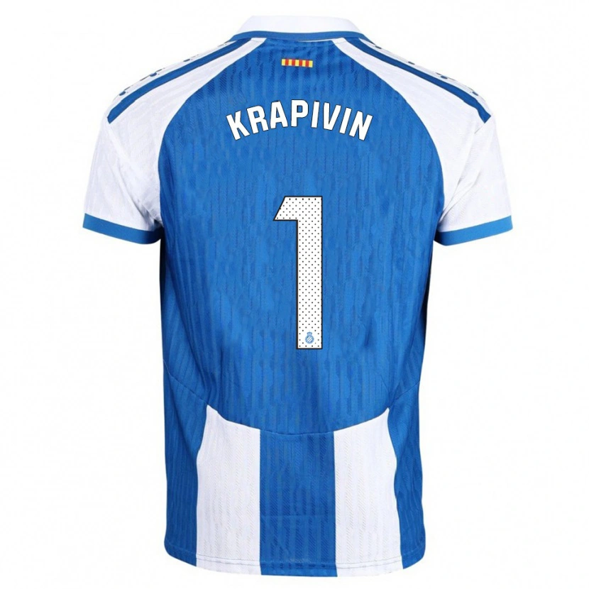 Danxen Criança Camisola Yegor Krapivin #1 Azul Branco Principal 2025/26 Camisa