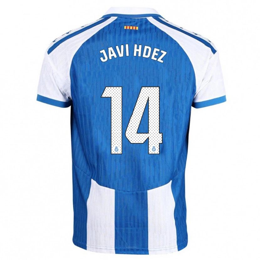 Danxen Criança Camisola Javi Hernández #14 Azul Branco Principal 2025/26 Camisa