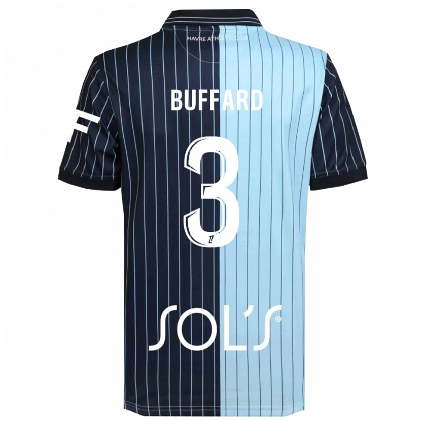 Danxen Criança Camisola Matthieu Buffard #3 Azul Marinho Azul Celeste Principal 2025/26 Camisa