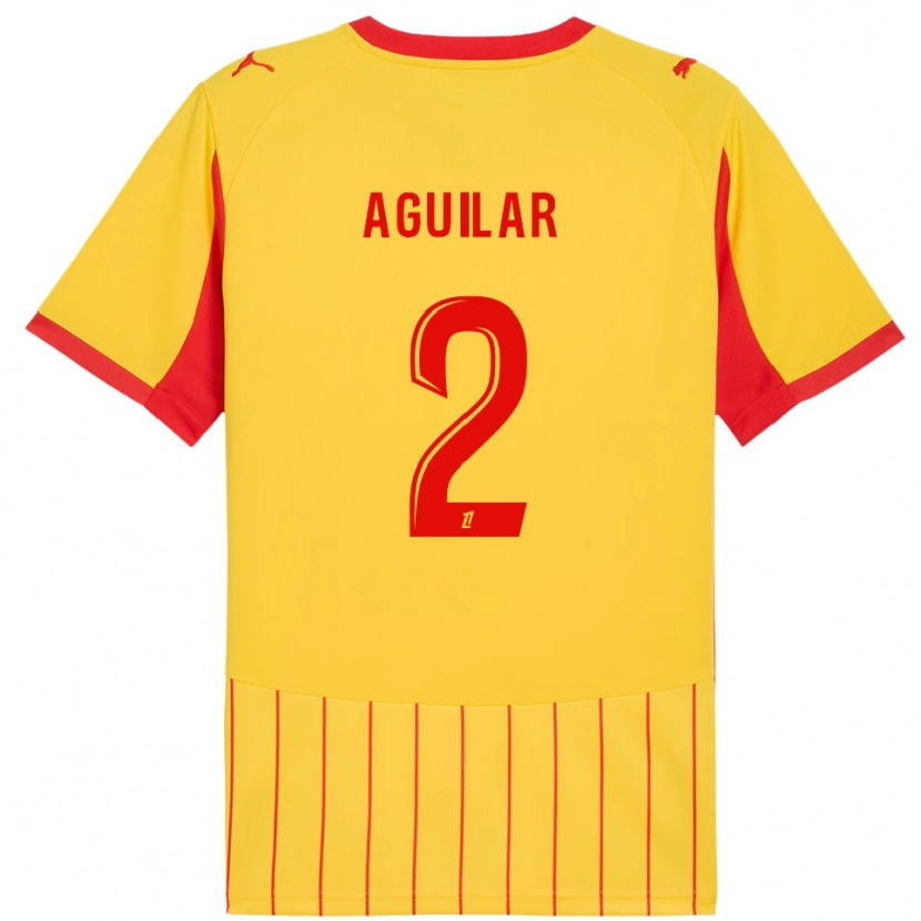 Danxen Criança Camisola Ruben Aguilar #2 Amarelo Vermelho Principal 2025/26 Camisa
