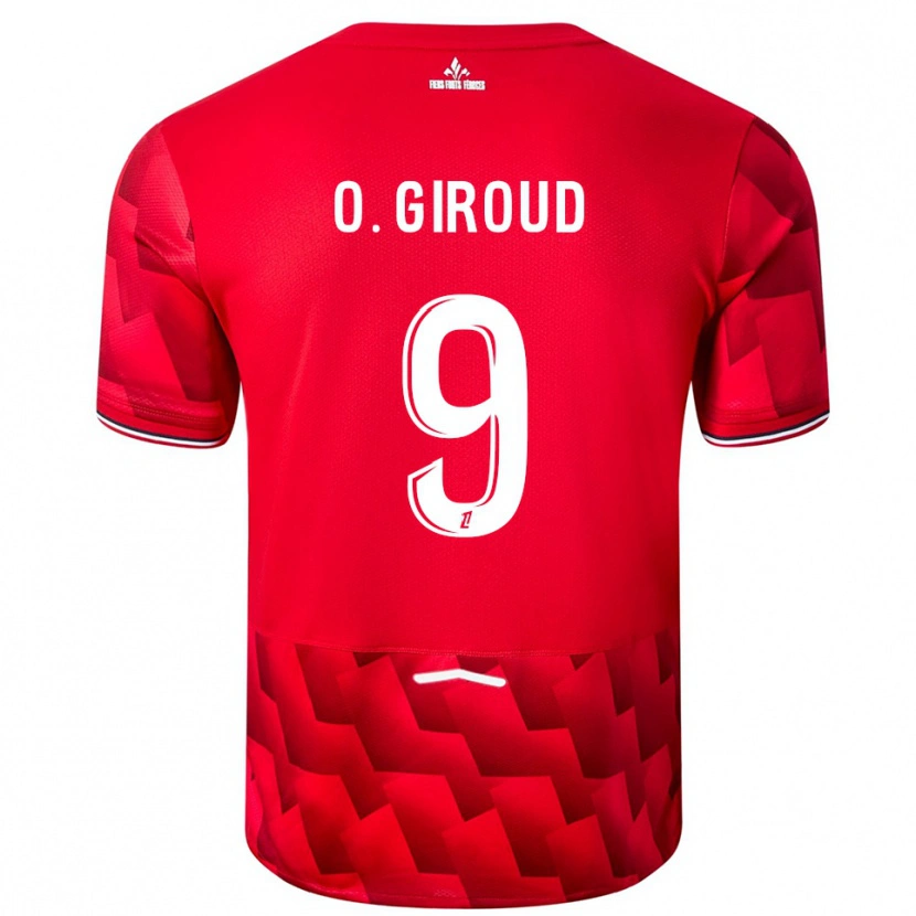 Danxen Criança Camisola Olivier Giroud #9 Vermelho Branco Principal 2025/26 Camisa
