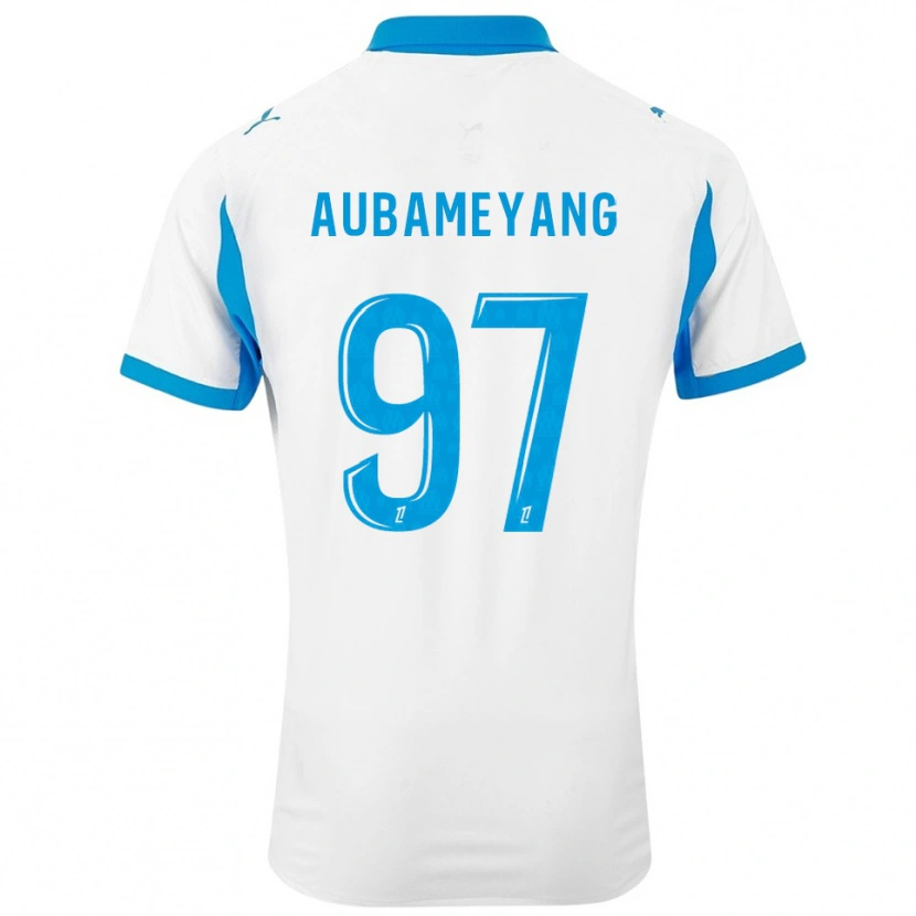 Danxen Criança Camisola Pierre-Emerick Aubameyang #97 Branco Azul Celeste Principal 2025/26 Camisa