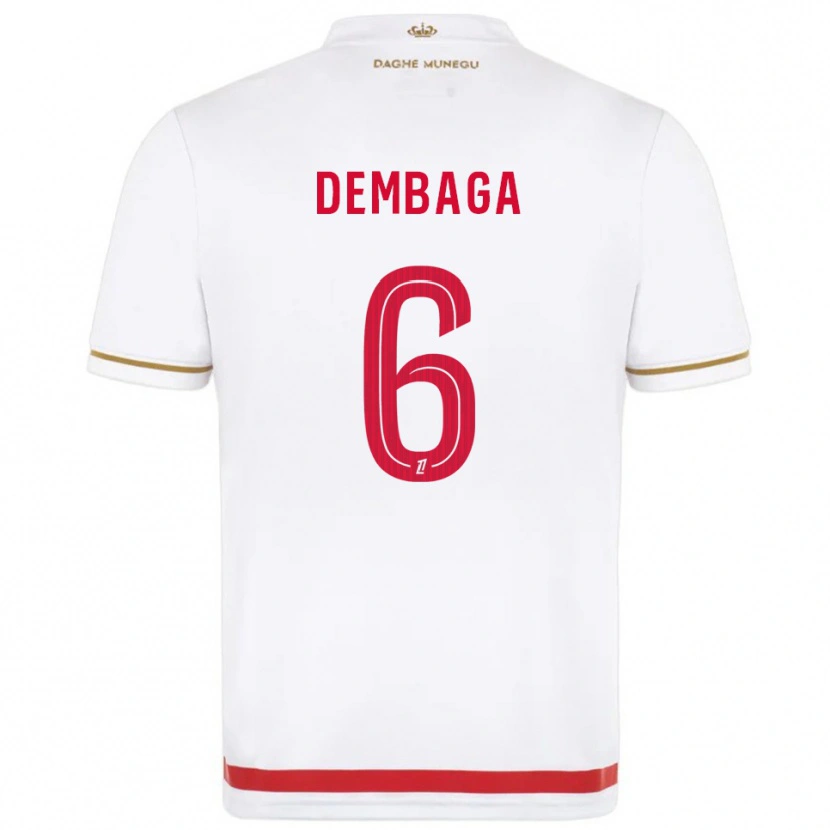 Danxen Criança Camisola Boubakar Dembaga #6 Vermelho Branco Principal 2025/26 Camisa